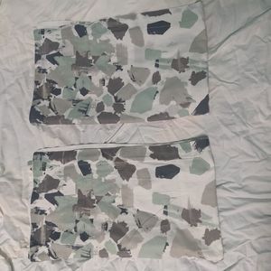 Set of Two King Size Cotton Blend Pillow Cases Abstract Brush Stroke Design